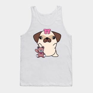 Cute pug holds a teddy bear Tank Top